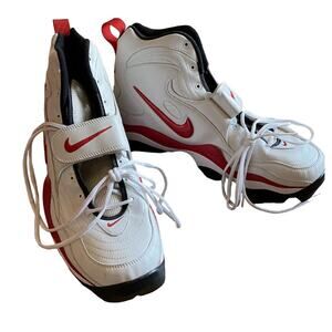 Nike Zoom Air Red and White Hightop Sports Cleats Size 17